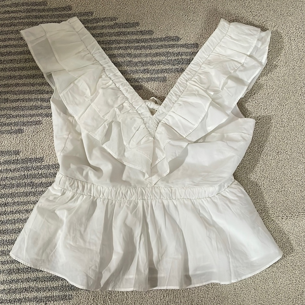 EXPRESS OPEN BACK WHITE RUFFLE TOP